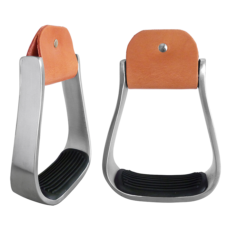 Western style stirrup, aluminum stirrup, wrapped in cowhide, with black anti-skid pad