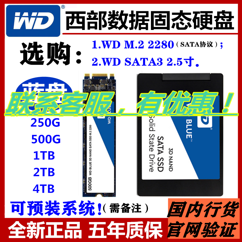 WD Western Data 250g 500g 1tb 2tb 4tb Solid State Drive SSD m 2 2280 Blue Disk SATA