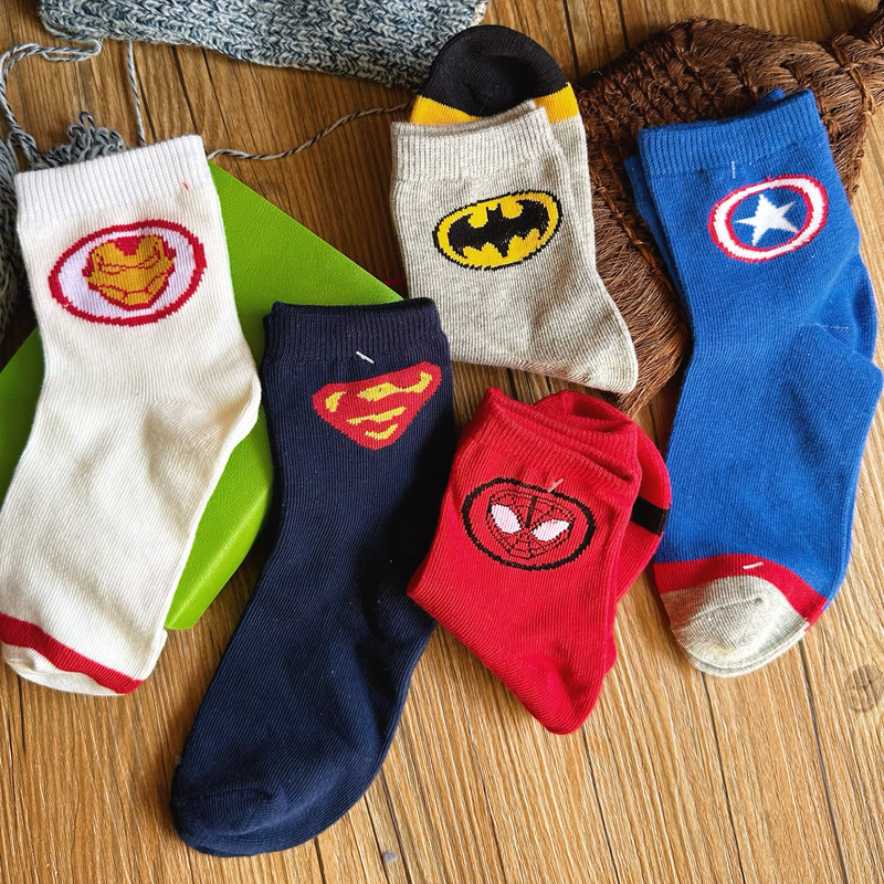 Exquisite Thin Cotton Spider-Man Student Cotton Short Socks Practical Creative Batman Boys Children's Socks Casual Socks