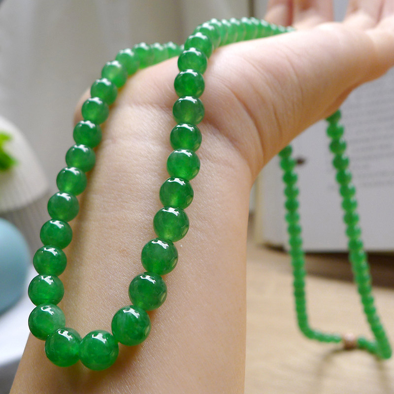 Flat Raw Emerald YS099 Ice Yang Fruits Green Emerald Necklace Beads Bracelet Beads String Jade Beads Handstring Necklace