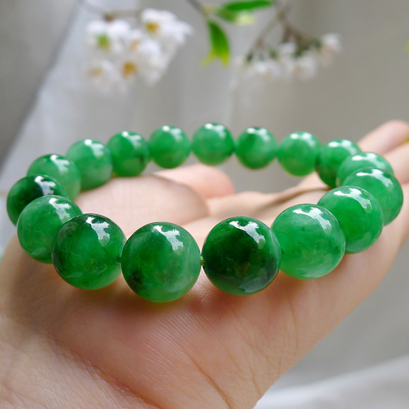 Lifetime jadeite YS087 ice seven-color multi-treasure jadeite big bead hand string jade bead bead chain necklace hand bead
