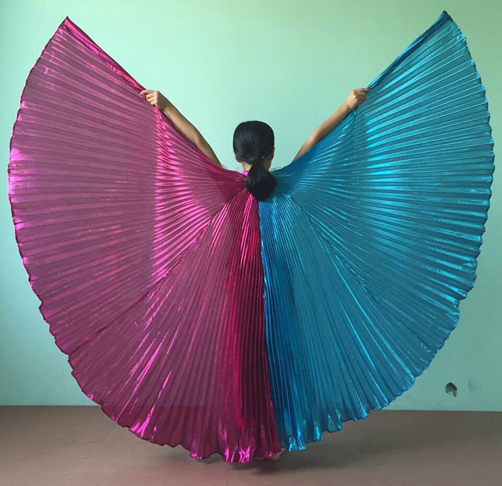 Children's belly dance golden wings children's Oriental dance two-color color table performance dance color props