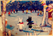 Cute Christmas greeting card postcards sent from Japan French cartoon Casper and Lisa long-distance relationship gifts