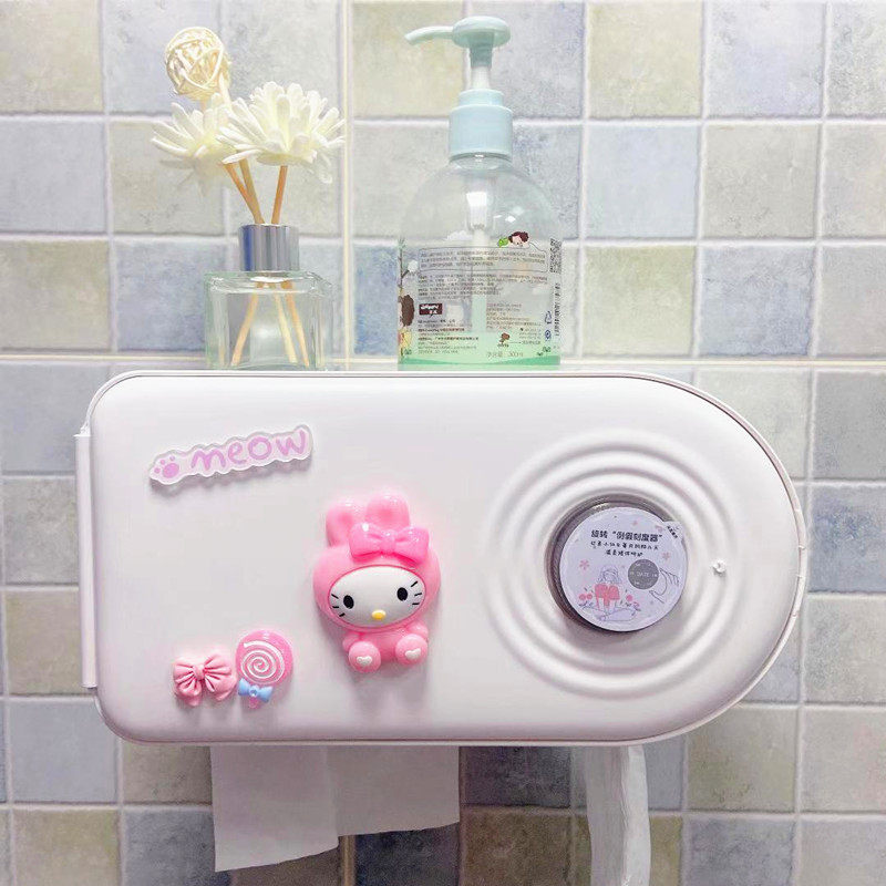 Face towel removable paper towel storage box Wall-mounted wash towel Toilet perforated disposable roll shelf