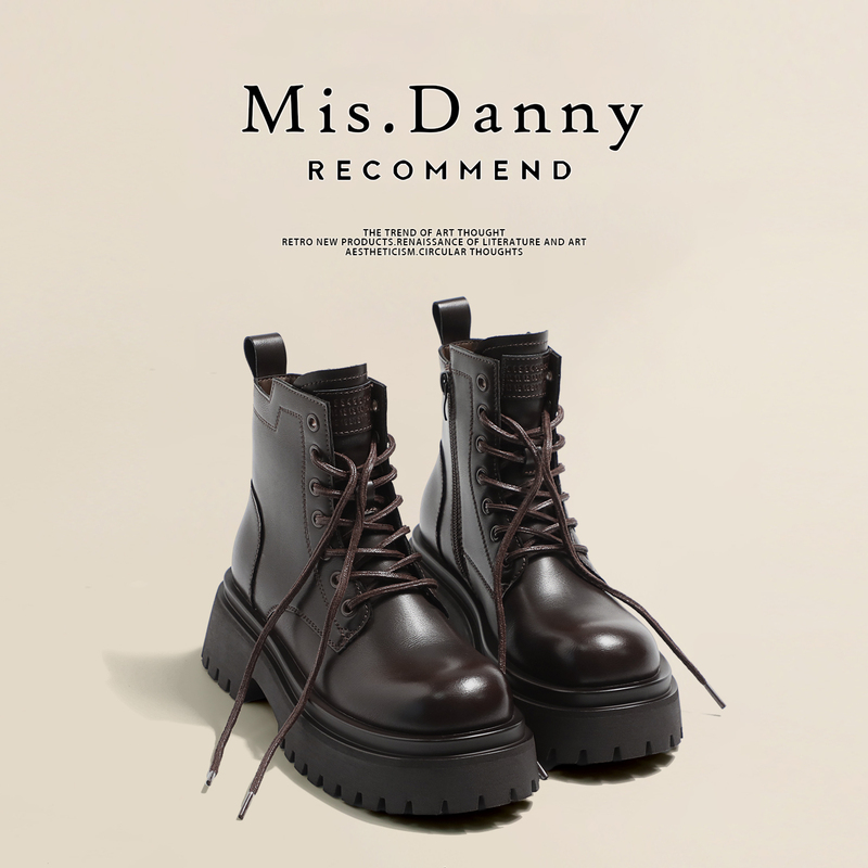 Misdanny Height-Increasing Slimming Thick-Soled Martin Boots for Women 2026 British Style All-Season Single Boots Lace-Up Motorcycle Short Boots Misdanny Height-Increasing Slimming Thick-Soled Martin Boots for Women 2026 British Style All-Season Single Boots Lace-Up Motorcycle Short Boots