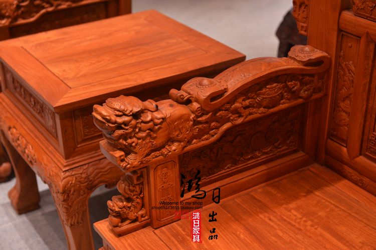 Gỗ hồng mộc Miến gỗ rắn sofa gỗ gụ kết hợp kỳ lân Trung Quốc phòng khách cổ Dongyang đồ gỗ gụ - Ghế sô pha ghế sofa đơn giá rẻ
