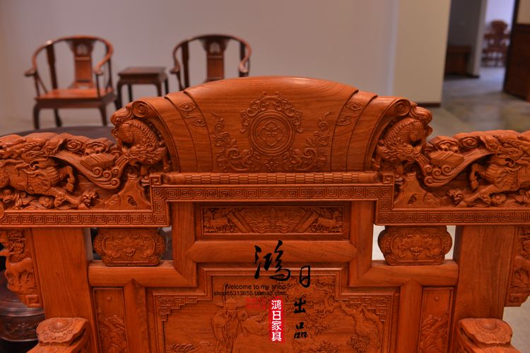 Gỗ hồng mộc Miến gỗ rắn sofa gỗ gụ kết hợp kỳ lân Trung Quốc phòng khách cổ Dongyang đồ gỗ gụ - Ghế sô pha ghế sofa đơn giá rẻ