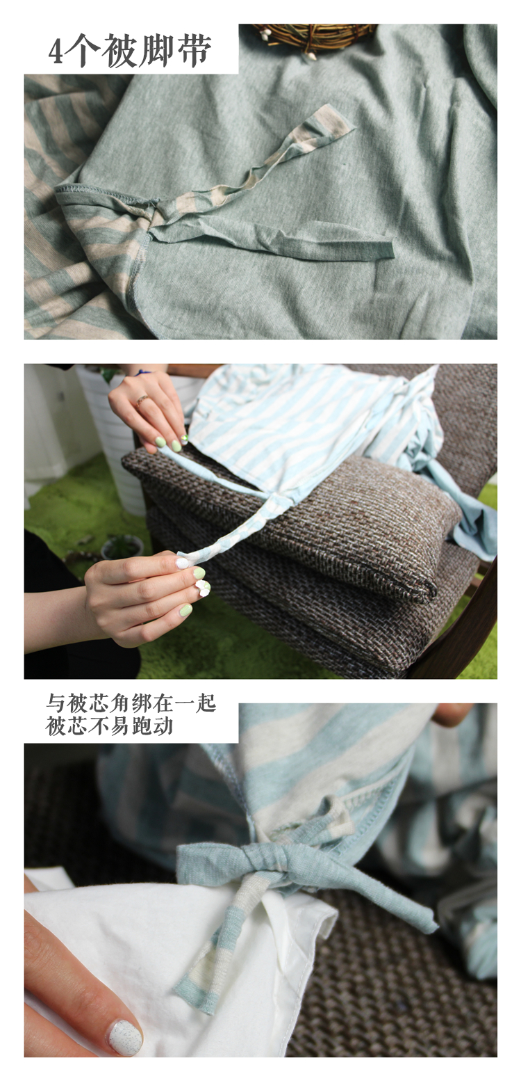 Chăn bông dệt kim sọc đơn giản đôi chăn bông bao gồm Tân Cương Tianyi bông cotton - Quilt Covers gối kèm chăn