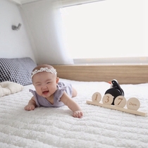 Nordic style baby month commemoration milestone full moon photography wood chip digital pose props early education cognitive wooden sign