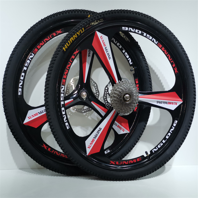 Free Shipping 16/18/20/22/ 24inch 26inch Three-Spoke Alloy Integrated Aluminum Wheel Bicycle Wheelset Mountain Bike Wheel Hub