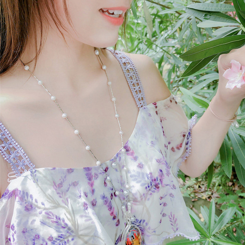 Tai Lean Thai Buddha Medal Chain Sub Silver Corrugated Pearl Chain Crystal Chain Lock Bone Silver Chain Woman Length-Taobao