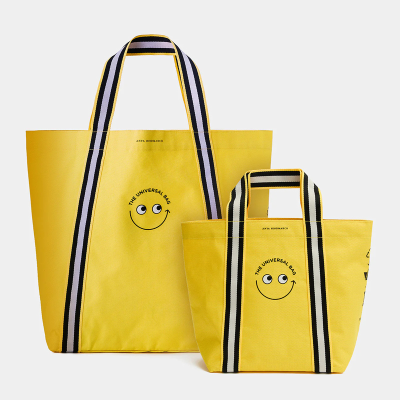 British Anya Hindmarch X Selfridges Collaboration Yellow Smiley Face Eco-Friendly Bag