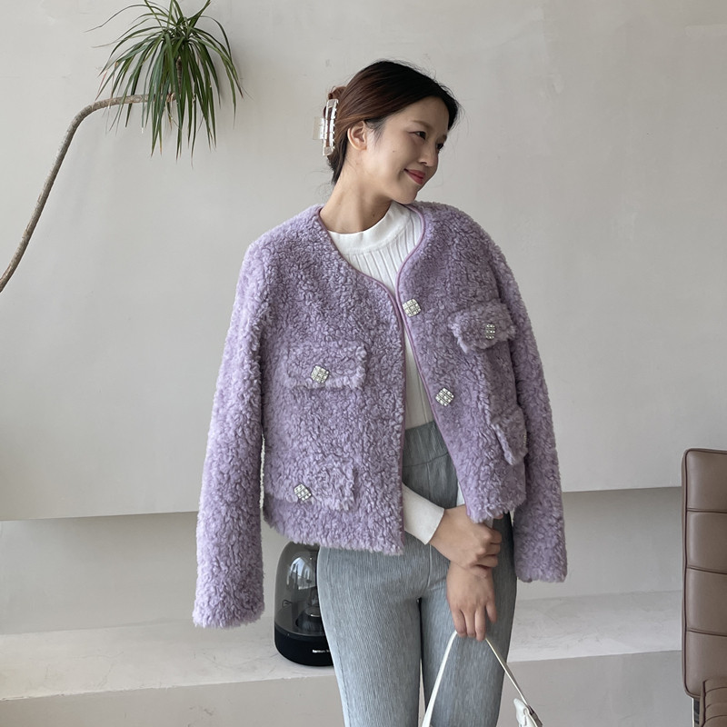 Xiaoxiangfeng 2022 new lamb wool coat women's fur diamond short sheep shearling coat fur one winter