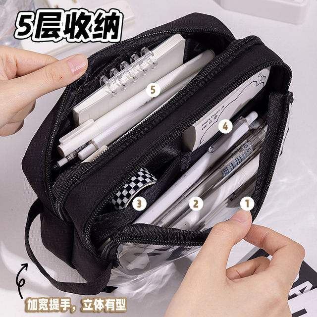 Transparent Pencil Case for Boys, Large Capacity, Exam-Specific, Student Use, Junior High School and College Entrance Exam Stationery Box, 2026 New Model, Trendy Pencil Case, High Aesthetic Value, Elementary School Student Pencil Case, Boys' Version Stationery Bag