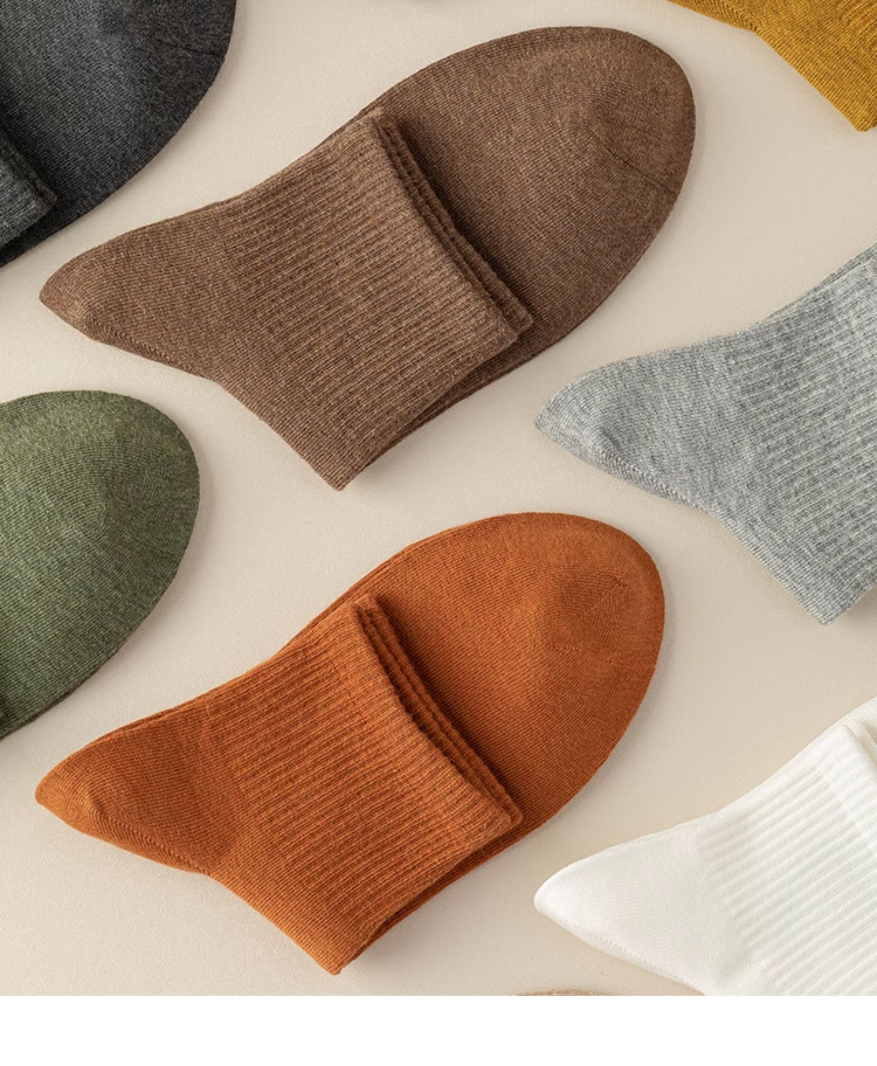 Zhuji Socks Men's Autumn Mid-Calf Socks Solid Color Cotton Deodorant Sweat-Absorbent Short Socks Autumn Boys' Black and White Long Cotton Socks — تصویر 1