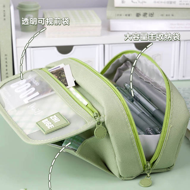 Pencil Case with High Aesthetic Appeal for Girls, Junior High School Student Pencil Box, 2026 New Trendy Large-Capacity Ins-Style Simple Internet Celebrity Stationery Box, Multi-Layer, Stylish and High-End Pencil Case for Girls, High School Student Stationery Bag