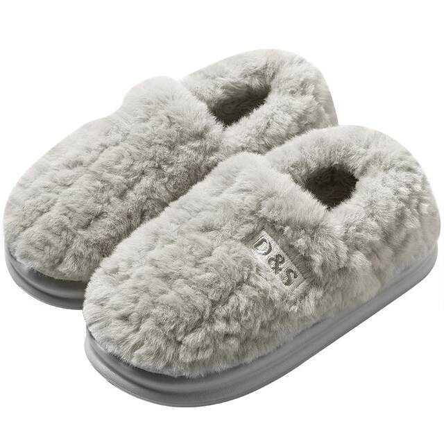 Deodorant cotton slippers for men, winter outer wear with heel, 2025 new indoor home plus plush thick-soled warm cotton shoes
