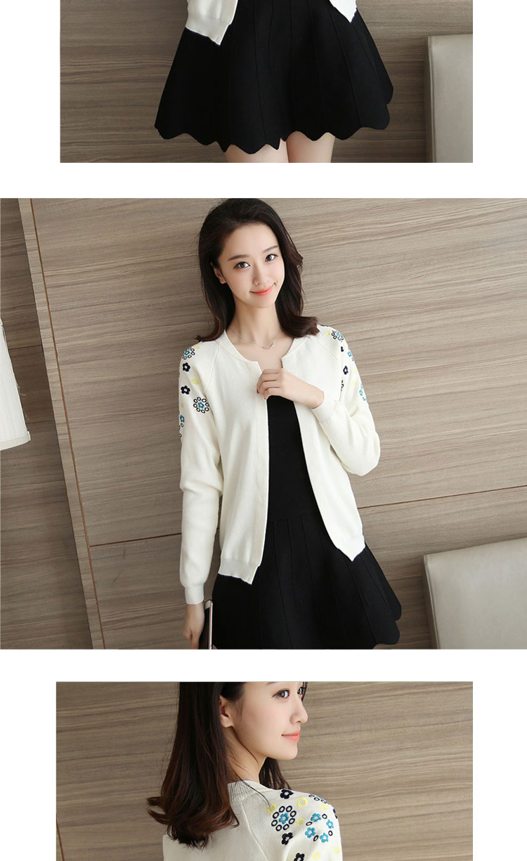 Mùa xuân 2017 hè mới phiên bản Hàn Quốc của áo len nữ cardigan thêu hoa nữ áo ngắn cardigan áo sơ mi ao so mi nu dep