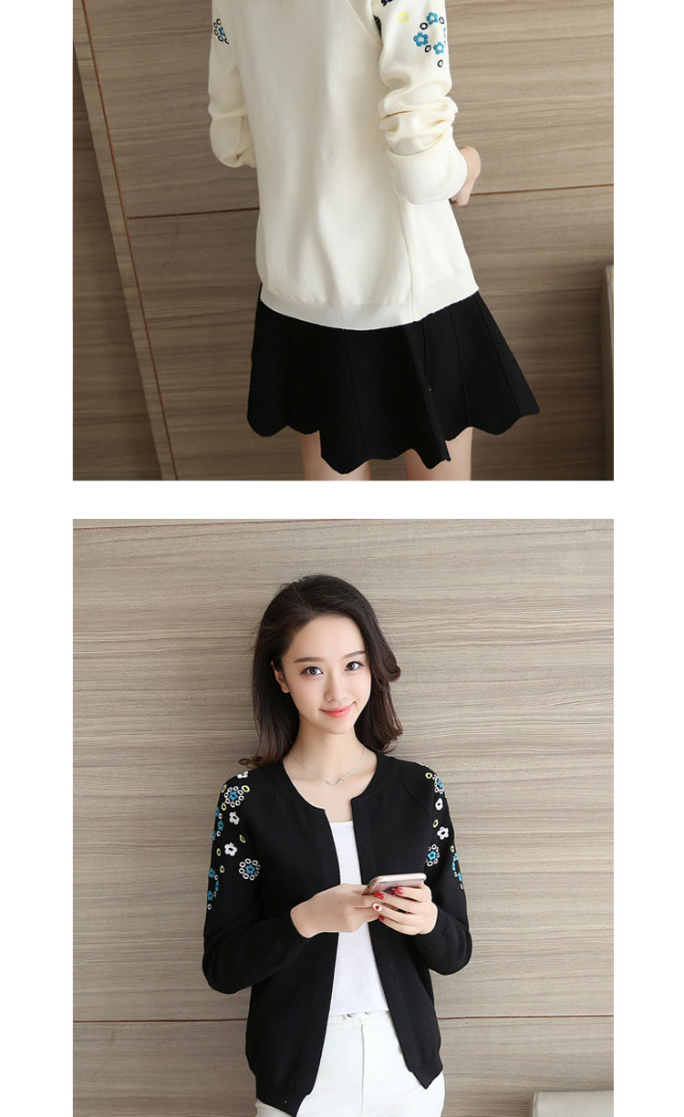 Mùa xuân 2017 hè mới phiên bản Hàn Quốc của áo len nữ cardigan thêu hoa nữ áo ngắn cardigan áo sơ mi ao so mi nu dep