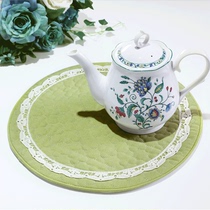 Pastoral table mat coasters Home vase mat Plate mat Bowl mat Fabric Western insulation mat Placemat Round white
