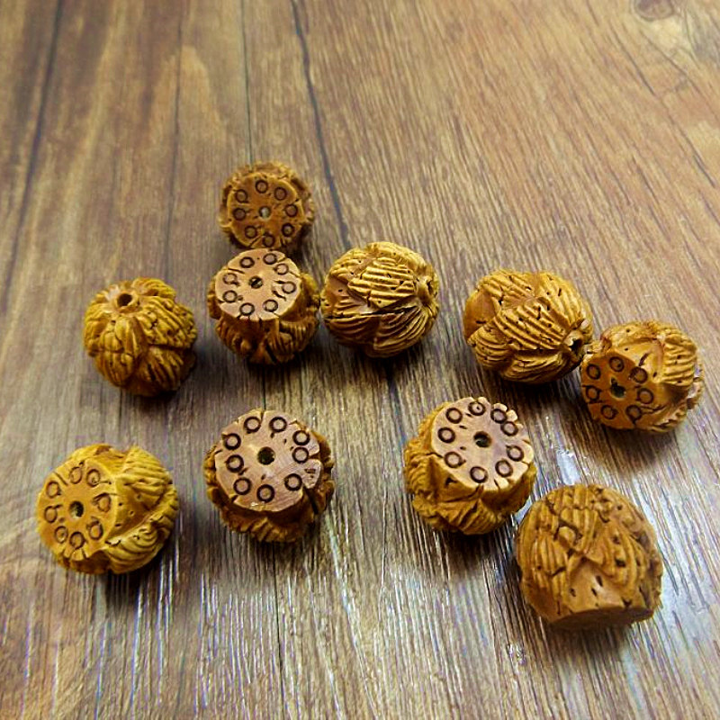 diy handmade material genuine peach carving dragon pattern peach core Fu lock baby children's jewelry pendant Lotus seat