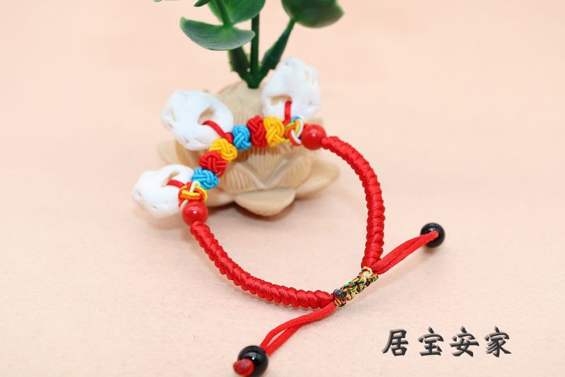Tay đan vàng đan xương heo tự làm em bé dây đỏ vòng tay kho báu mẹ bình an trang sức vòng tay xương heo vòng bạc cho bé