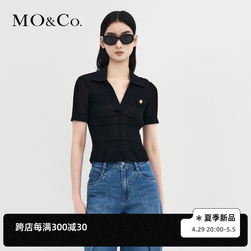 MOCO2022 Summer new POLO collar the wrong fall grain thin section short sleeve needle weaselwear MBB2SWT013 commute