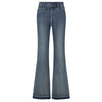 (Parent-child wear) MOCO 2024 spring new arrivals washed distressed color-blocked raw edge low-waisted slightly flared jeans retro