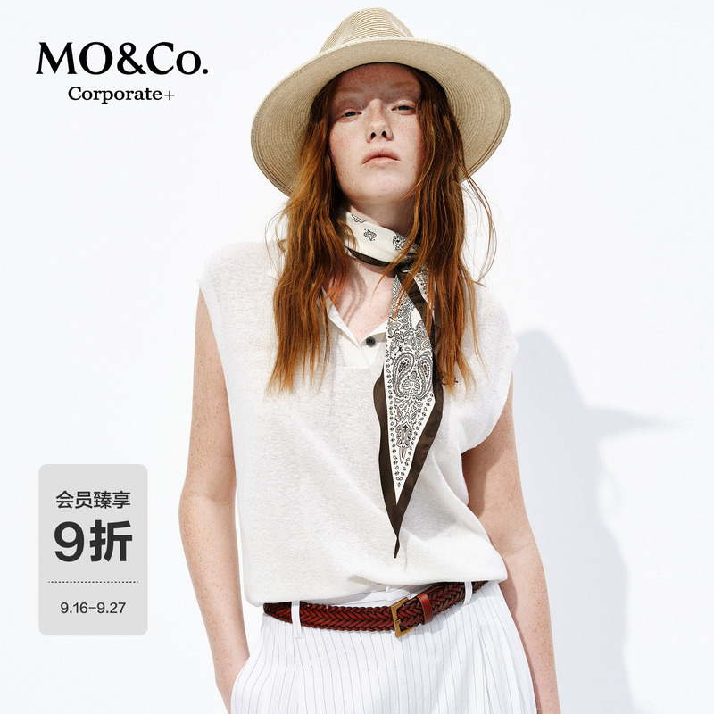[C+ Series] Moco Knitwear 2026 Summer New Lightweight Linen Blend Wide Shoulder Sleeveless Mbf2Swt042