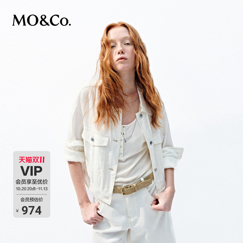 Moco Jacket with Linen, Boxy Short Silhouette, Soft and Drapey Top by Mo&Co