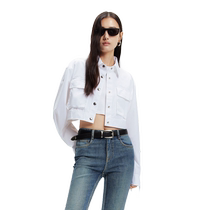 MOCO2024 spring new short box style work pocket metal buckle cotton jacket MBD1JKT029