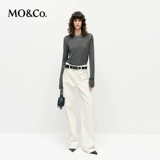 Футболка с длинными рукавами MOCO, новинка весны 2025, новое поступление, выстиранный и выцветший хлопок Tencel без пальцев, круглый вырез, правое плечо MBE1TEE027