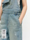 Moco Denim Overalls Retro Washed Faded Ink Print High Waist Straight Leg Mbe1Jps001