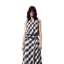 MOCO2024 new summer drawstring bubble silhouette short plaid top MBD2TOP044 Moan Ke