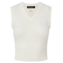 (Merino wool) MOCOV collar short waisted sweater vest