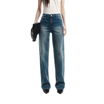 MOCO2024 autumn new mid-low-waist white tailored straight-leg Lycra cotton jeans MBD3JEN032 Moanke