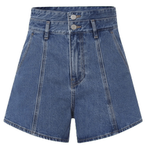 (Turkish Denim) MOCO summer new high-waist denim shorts double waist casual Moanko