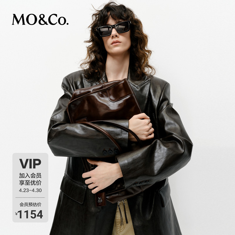 Moco Suit Double-Color Coating Microfiber Leather Fashion Shoulder Pad Jacket Light Punk Style Mo Anke