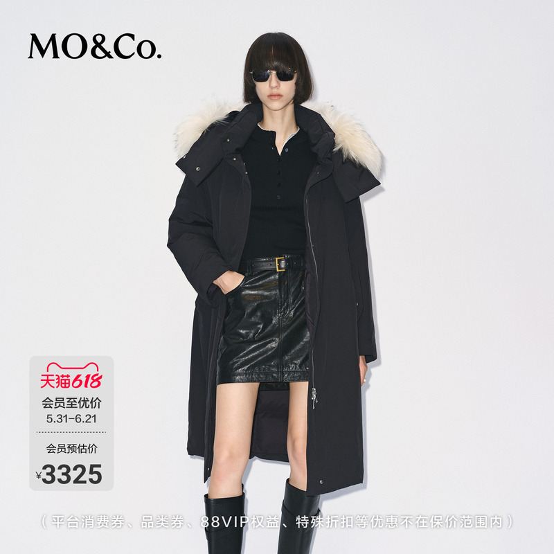 Moco down Jacket 90% Goose down Raccoon Fur Hood [Light and Warm Roaming Series] Moco