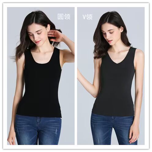 Vest nữ mùa thu và mùa đông de nhung hai mặt Nhật Bản cộng với nhung sốt cơ thể điêu khắc không có dấu vết cơ sở áo lót nhiệt ao thun ba lo nu