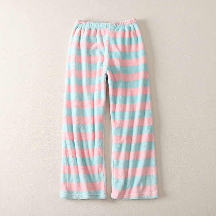 Giải phóng mặt bằng đặc biệt hai mùa thu và mùa đông đồ ngủ flannel phụ nữ sọc dày san hô lông cừu ấm quần thường nhà quần lửng nam
