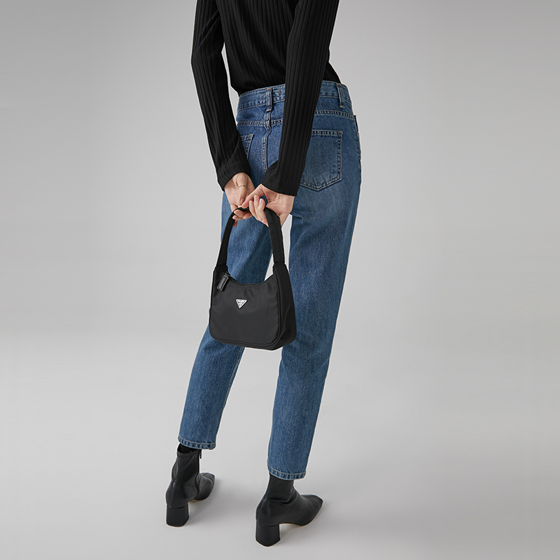 Van Loo 2022 Spring Autumn Retro Ancient 100 Lap Medium-high Waist Straight Drum Display Slim Tapered Pants 90% Jeans Women Smoke Pipe Pants