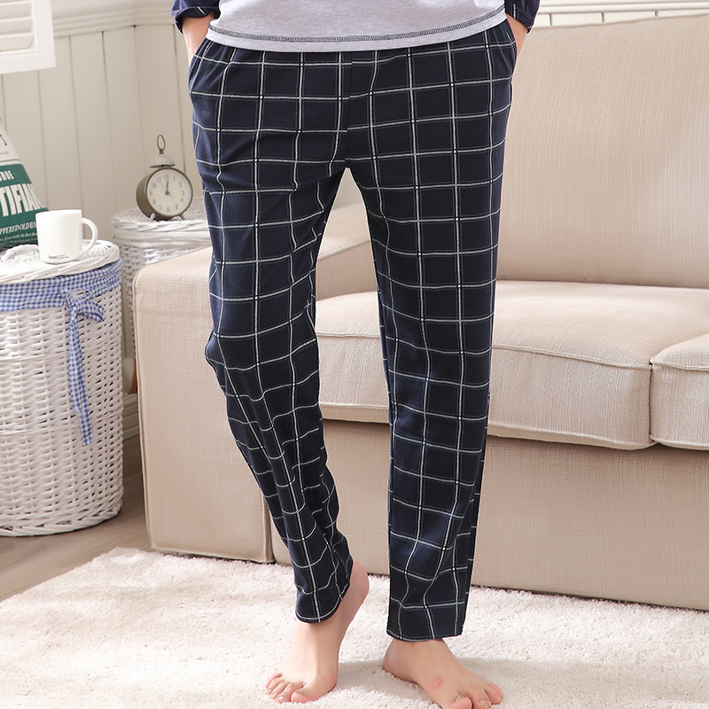 Spring and autumn single piece pajama pants men's trousers single piece cotton plus fattening plus size home pants pajamas pajamas men's pajamas