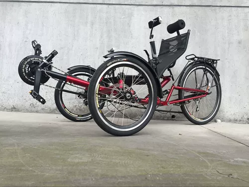 Складной амортизирующий трехколесный лежачий велосипед, кресло, модернизированная версия