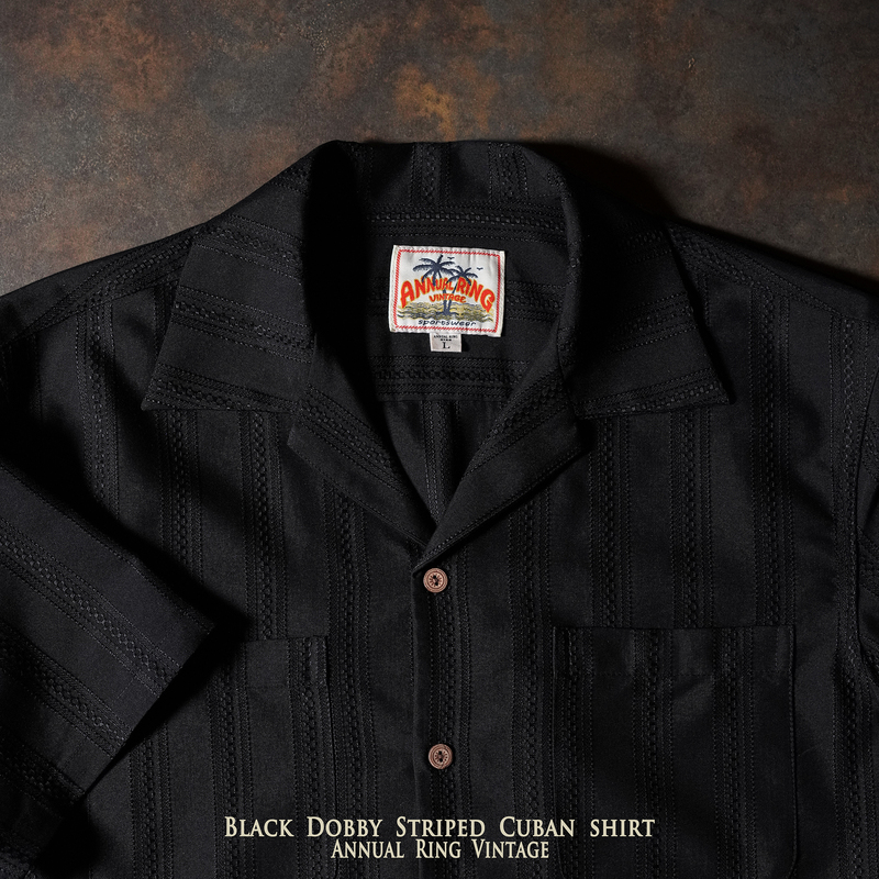 Annualring Vintage Cuban Collar Short-Sleeve Shirt Casual Black American Retro Striped Hawaiian Shirt