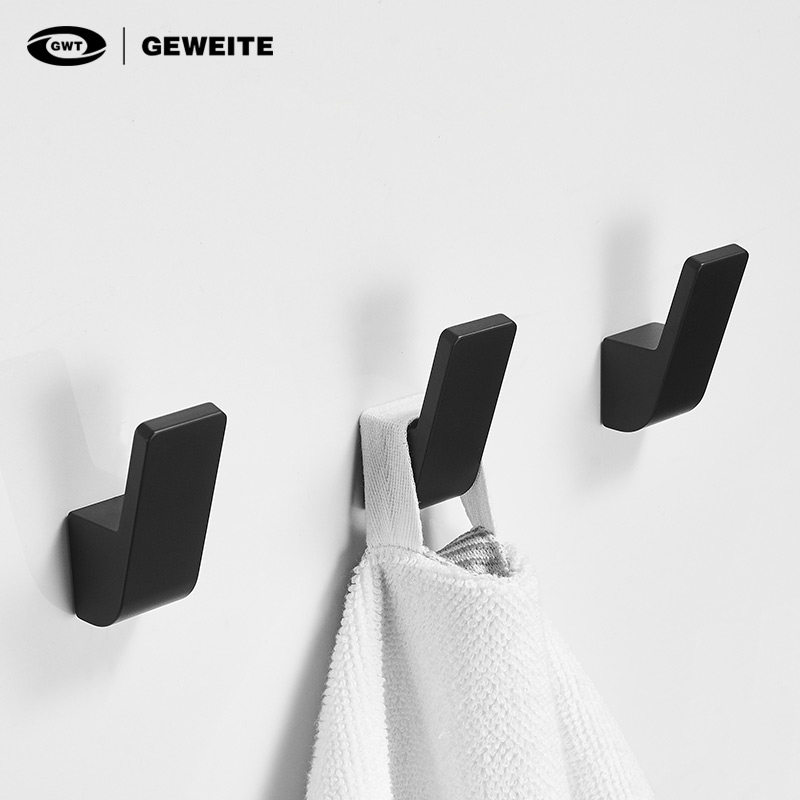 Black hook wall hanging powder room towel row hook punch-free clothes ...