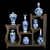 Jingdezhen ceramic hand-painted blue and white porcelain mini vase inserted home living room ancient frame ornaments classical Chinese style