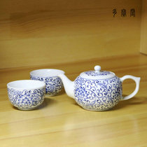 Jingdezhen ceramic hand-painted blue and white lotus tea set tea cup teapot tea cup set kung fu tea set gift