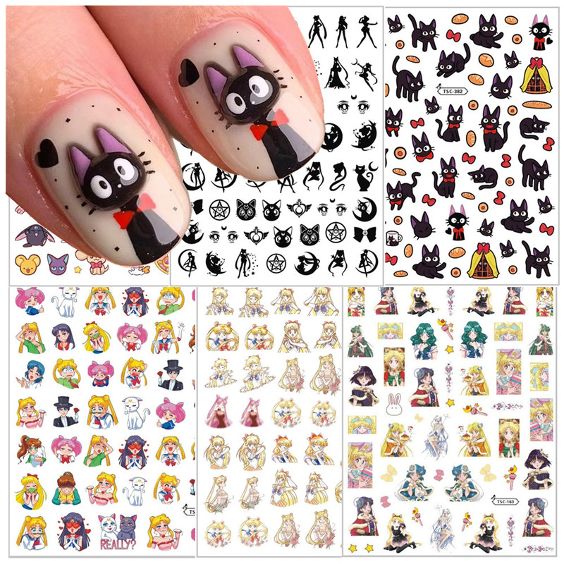 Beautiful Girl Battle Nail Stickers Harry Potter Elf Demon Slayer Series Adhesive Stickers Nail Stickers Nail Decals