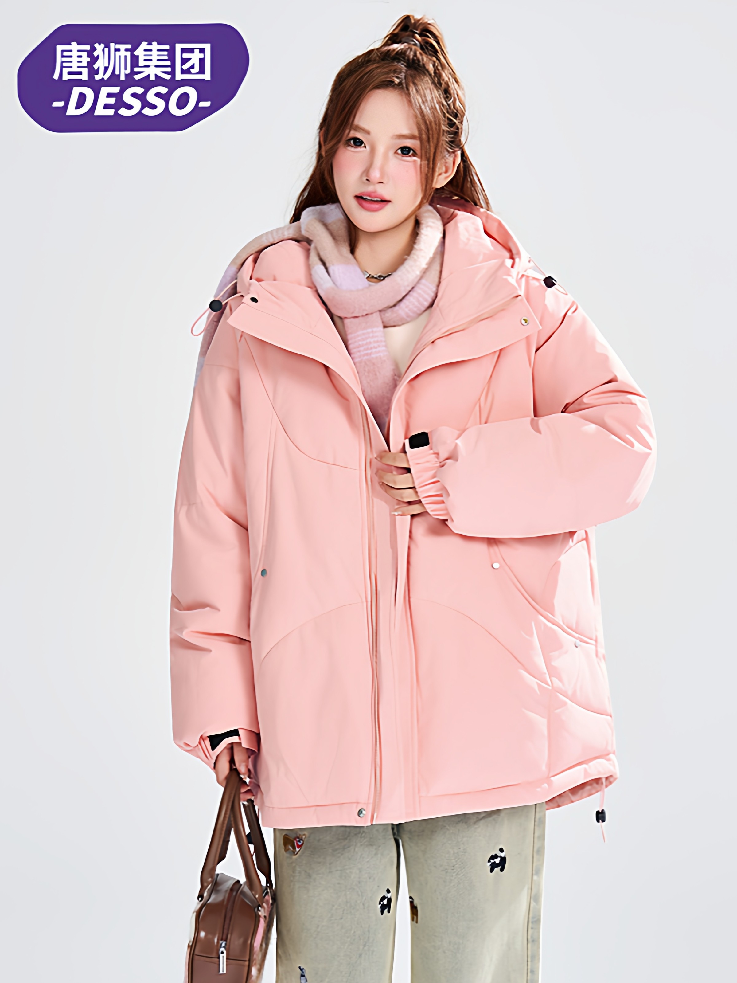 Tangshi Group Desso Hooded Workwear Cotton Coat for Women, Winter Loose Thickened Warm Padded Cotton Jacket